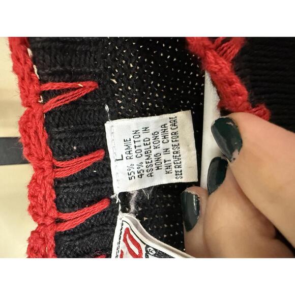 Winter Christmas Holiday Large Black Knit Sweater with Bear and Winter Motif - Picture 6 of 9